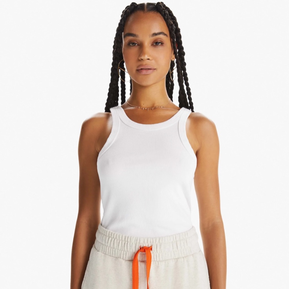 NWT; MOTHER 'Move It' The Chin Ups Tank. Bright White. MEDIUM